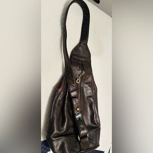 Perlina New York Leather Crossbody  sling bag backpack( Chocolate ).